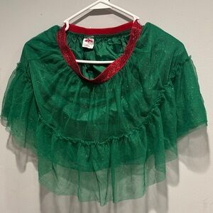 Green Tulle Skirt with Red Trim